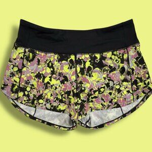 Lululemon Inflected Yellow speed short size 4 2.5 inch inseam pink black run